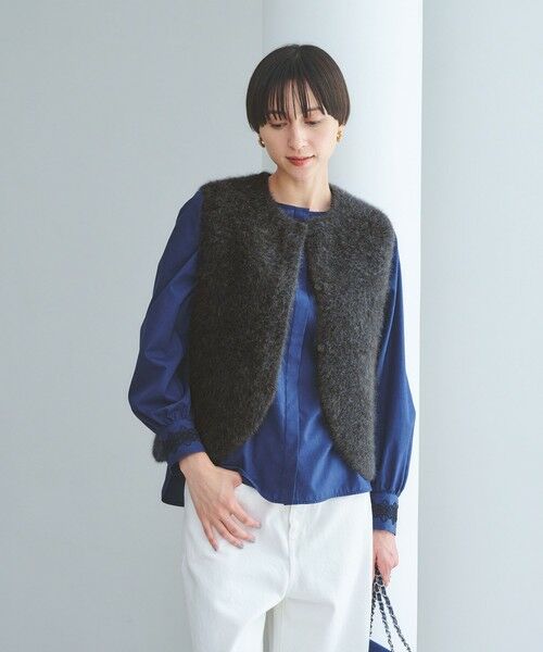 UNITED ARROWS / ユナイテッドアローズ ベスト | フォックスカシミヤ フリルコンビ ベスト | 詳細1