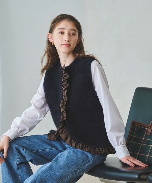 UNITED ARROWS / ユナイテッドアローズ ベスト | フォックスカシミヤ フリルコンビ ベスト | 詳細25