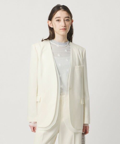 UNITED ARROWS / ユナイテッドアローズ ノーカラージャケット | オーガンジー コンビ ジャケット | 詳細1