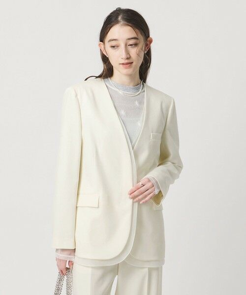 UNITED ARROWS / ユナイテッドアローズ ノーカラージャケット | オーガンジー コンビ ジャケット | 詳細2