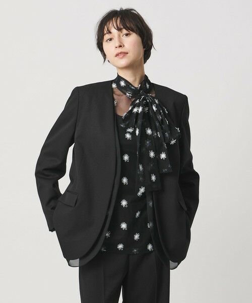 UNITED ARROWS / ユナイテッドアローズ ノーカラージャケット | オーガンジー コンビ ジャケット(BLACK)