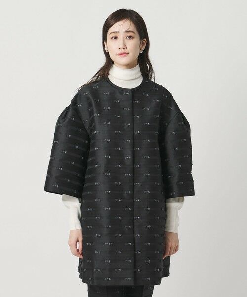 UNITED ARROWS / ユナイテッドアローズ ノーカラージャケット | リボン カットジャガード コート | 詳細6