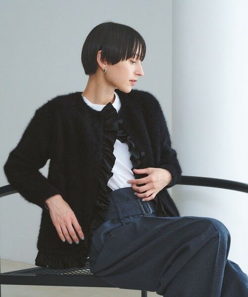 UNITED ARROWS / ユナイテッドアローズ カーディガン・ボレロ | フォックスカシミヤ フリルコンビ カーディガン | 詳細1