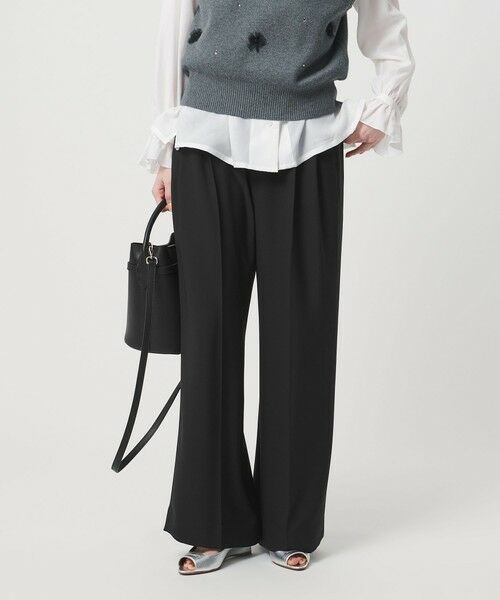 UNITED ARROWS / ユナイテッドアローズ スラックス・ドレスパンツ | P 2タック ワイドパンツ ‐ウォッシャブル‐（BLACK）