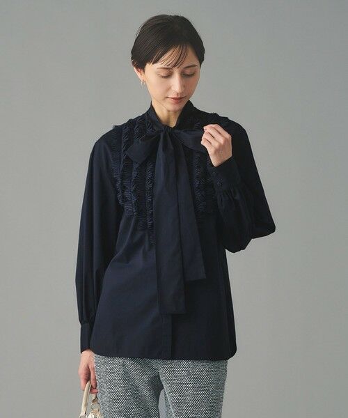 UNITED ARROWS / ユナイテッドアローズ シャツ・ブラウス | タックフリル ボウ ブラウス（NAVY）