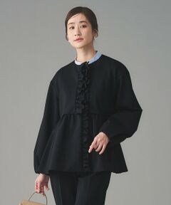 UNITED ARROWS / ユナイテッドアローズ ノーカラージャケット | SPONGY フリル ペプラム ジャケット