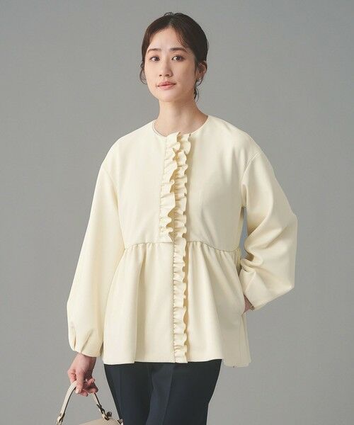 UNITED ARROWS / ユナイテッドアローズ ノーカラージャケット | SPONGY フリル ペプラム ジャケット | 詳細1