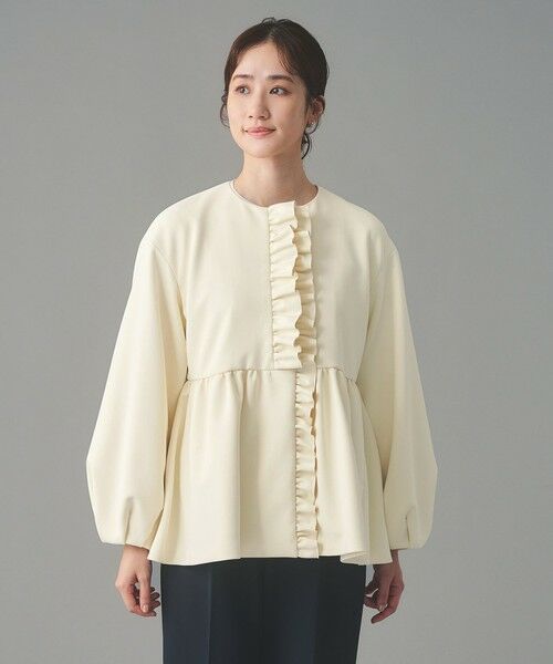 UNITED ARROWS / ユナイテッドアローズ ノーカラージャケット | SPONGY フリル ペプラム ジャケット | 詳細4