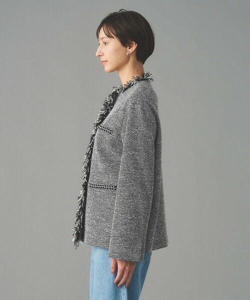 UNITED ARROWS / ユナイテッドアローズ ノーカラージャケット | 2トーン ツイードライク ノーカラー ジャケット | 詳細10