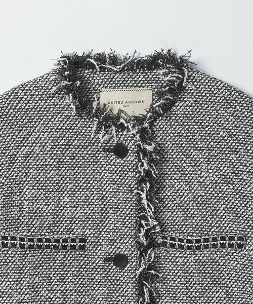 UNITED ARROWS / ユナイテッドアローズ ノーカラージャケット | 2トーン ツイードライク ノーカラー ジャケット | 詳細14