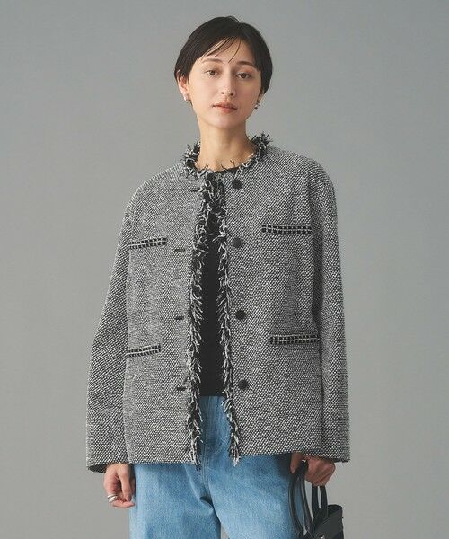 UNITED ARROWS / ユナイテッドアローズ ノーカラージャケット | 2トーン ツイードライク ノーカラー ジャケット | 詳細6