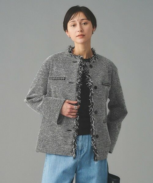 UNITED ARROWS / ユナイテッドアローズ ノーカラージャケット | 2トーン ツイードライク ノーカラー ジャケット | 詳細7