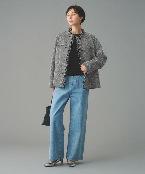 UNITED ARROWS / ユナイテッドアローズ ノーカラージャケット | 2トーン ツイードライク ノーカラー ジャケット | 詳細8