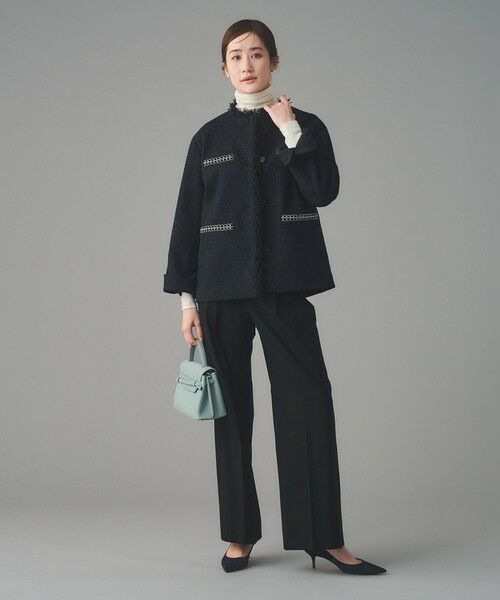 UNITED ARROWS / ユナイテッドアローズ ノーカラージャケット | 2トーン ツイードライク ノーカラー ジャケット | 詳細21