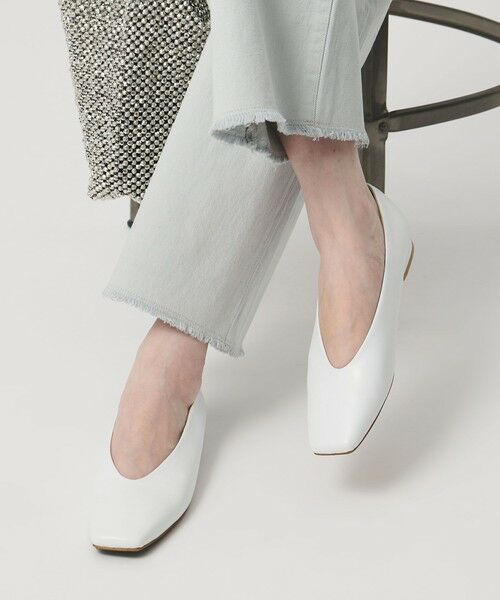 UNITED ARROWS / ユナイテッドアローズ パンプス | スクエア フラット パンプス（WHITE）