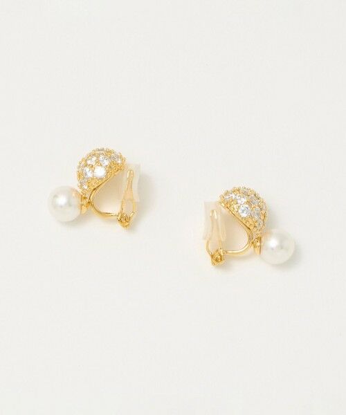 UNITED ARROWS / ユナイテッドアローズ ピアス・イヤリング | パヴェボール＆イミテーションパール イヤリング（GOLD）