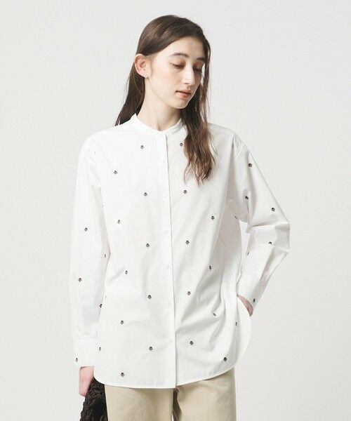 UNITED ARROWS / ユナイテッドアローズ シャツ・ブラウス | エンブロイダリーフラワー バンドカラー シャツ | 詳細1