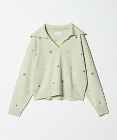 UNITED ARROWS / ユナイテッドアローズ ニット・セーター | フラワー エンブロイダリー スキッパーニット