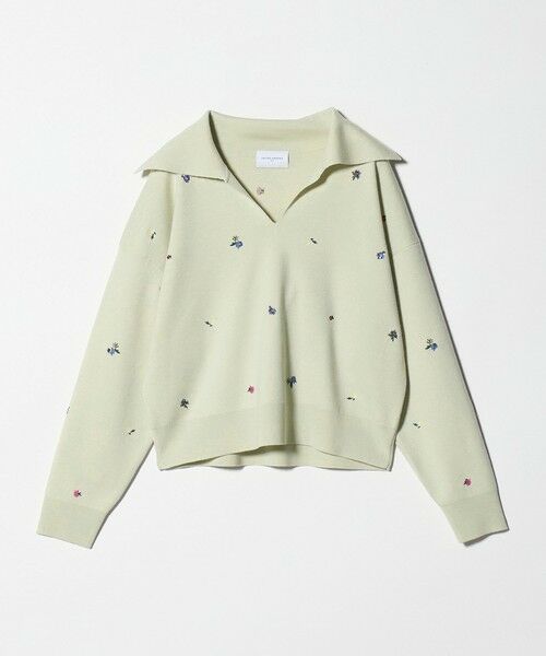 UNITED ARROWS / ユナイテッドアローズ ニット・セーター | フラワー エンブロイダリー スキッパーニット（LIME）