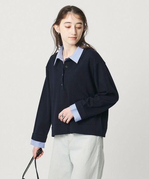 UNITED ARROWS / ユナイテッドアローズ ニット・セーター | 4WAY シャツコンビ ポロニット ‐ウォッシャブル‐（NAVY）