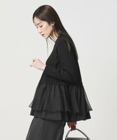 UNITED ARROWS / ユナイテッドアローズ ニット・セーター | オーガンジー フリルコンビ ニット ‐ウォッシャブル‐