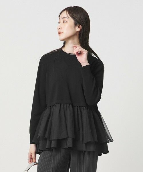 UNITED ARROWS / ユナイテッドアローズ ニット・セーター | オーガンジー フリルコンビ ニット ‐ウォッシャブル‐ | 詳細7