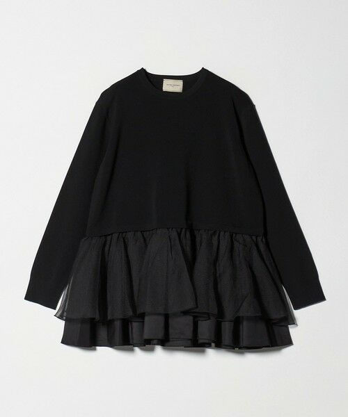 UNITED ARROWS / ユナイテッドアローズ ニット・セーター | オーガンジー フリルコンビ ニット ‐ウォッシャブル‐（BLACK）