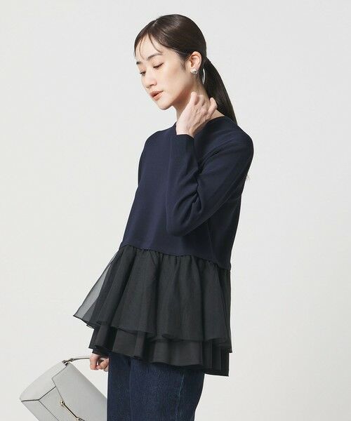 UNITED ARROWS / ユナイテッドアローズ ニット・セーター | オーガンジー フリルコンビ ニット ‐ウォッシャブル‐ | 詳細14