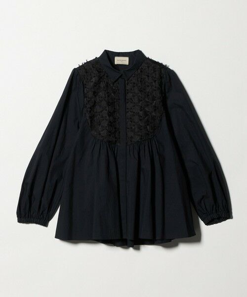 UNITED ARROWS / ユナイテッドアローズ シャツ・ブラウス | コンビ ギャザー ブラウス（NAVY）