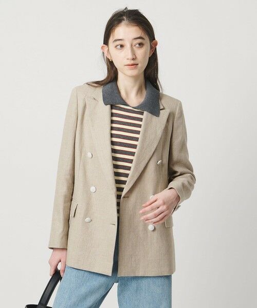 UNITED ARROWS / ユナイテッドアローズ テーラードジャケット | 6ボタン リネン ブレザー ジャケット | 詳細1