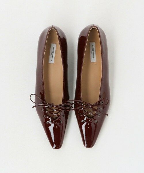 UNITED ARROWS / ユナイテッドアローズ フラットシューズ | エナメル レースアップ フラットシューズ（WINE）