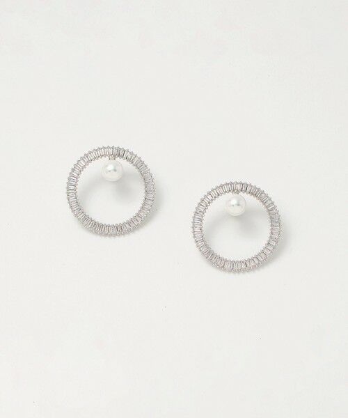 UNITED ARROWS / ユナイテッドアローズ ピアス・イヤリング | サークルパヴェ＆イミテーションパール ピアス（SILVER）