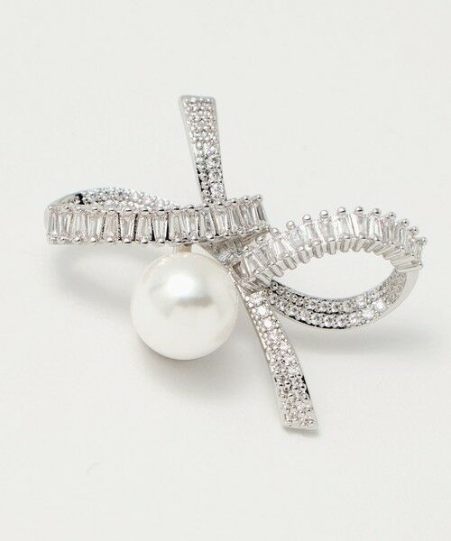 UNITED ARROWS / ユナイテッドアローズ ピアス・イヤリング | リボンパヴェ＆イミテーションパール ピアス | 詳細4