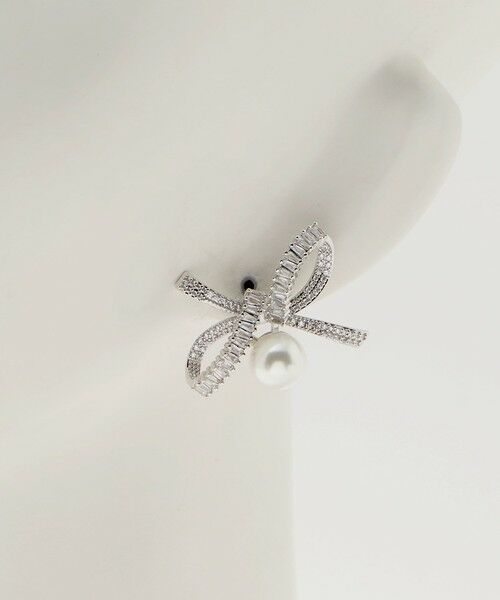 UNITED ARROWS / ユナイテッドアローズ ピアス・イヤリング | リボンパヴェ＆イミテーションパール ピアス | 詳細5