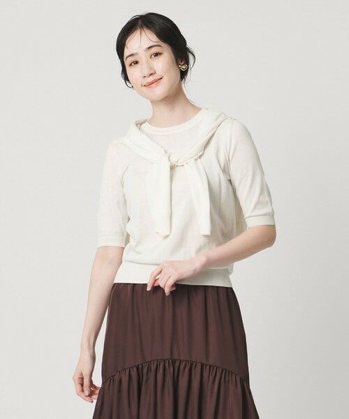 UNITED ARROWS / ユナイテッドアローズ ニット・セーター | 18G ハーフスリーブ クルーネックニット ‐ウォッシャブル‐ | 詳細1