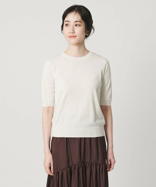 UNITED ARROWS / ユナイテッドアローズ ニット・セーター | 18G ハーフスリーブ クルーネックニット ‐ウォッシャブル‐ | 詳細5