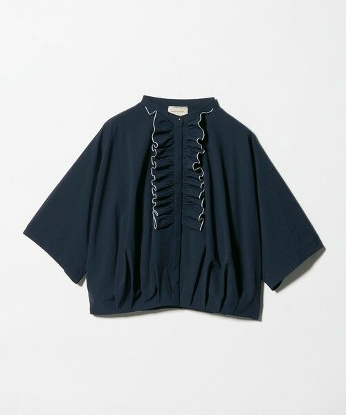 UNITED ARROWS / ユナイテッドアローズ シャツ・ブラウス | メロー フリル シャツ ブラウス ‐防しわ 吸水速乾 UVカット 遮熱性 接触冷感 ウォッシャブル‐（NAVY）