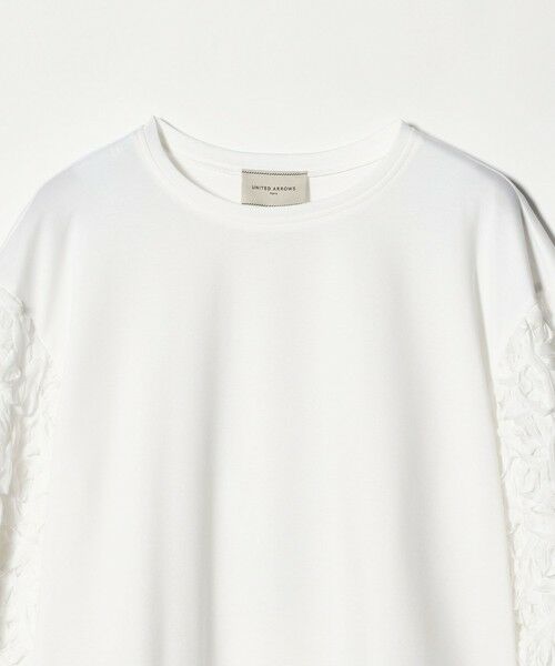UNITED ARROWS / ユナイテッドアローズ カットソー | エンブロイダリーフラワー ショルダーコンビ カットソー | 詳細4