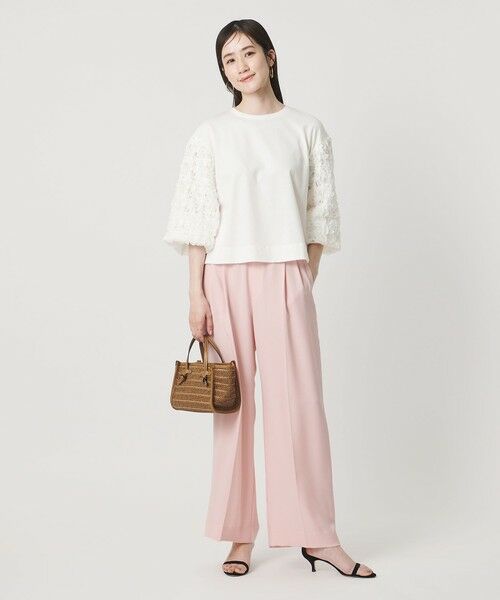 UNITED ARROWS / ユナイテッドアローズ カットソー | エンブロイダリーフラワー ショルダーコンビ カットソー | 詳細2