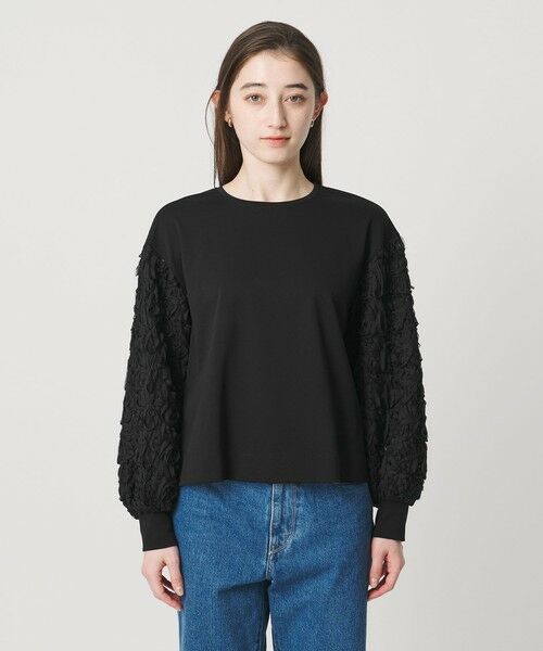 UNITED ARROWS / ユナイテッドアローズ カットソー | エンブロイダリーフラワー ショルダーコンビ カットソー | 詳細9