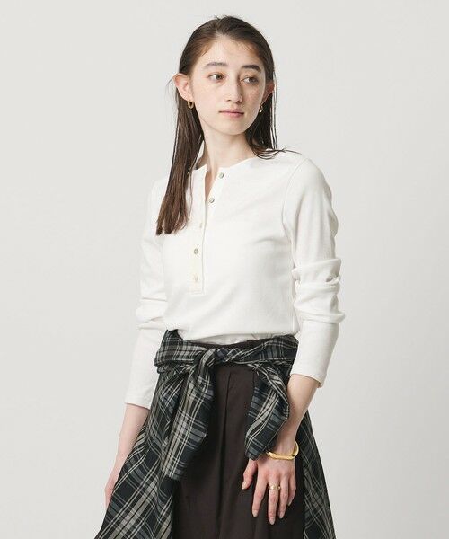 UNITED ARROWS / ユナイテッドアローズ カットソー | コットン フライス ヘンリーネック ロング Tシャツ | 詳細1
