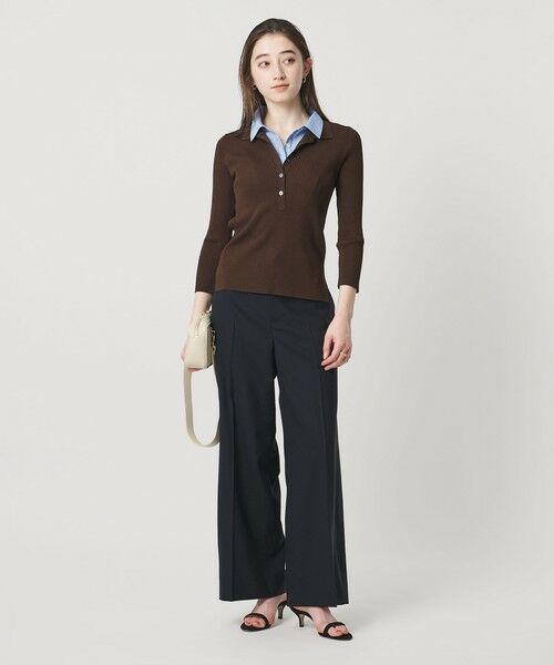 UNITED ARROWS / ユナイテッドアローズ ニット・セーター | 7分袖 シャツ コンビ ポロニット | 詳細13