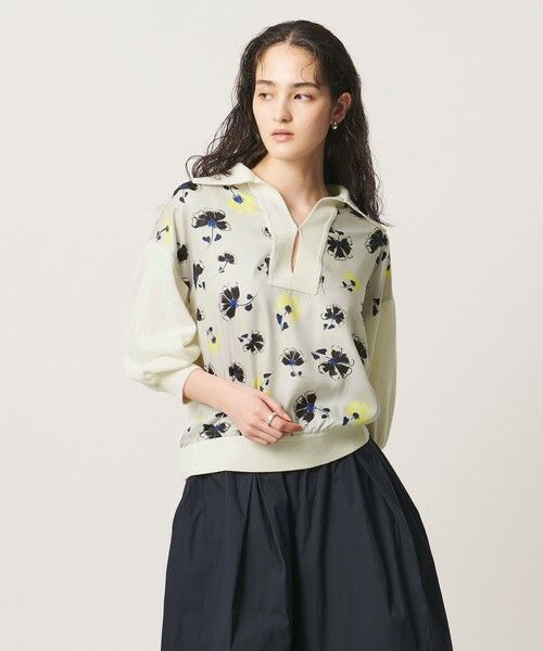 UNITED ARROWS / ユナイテッドアローズ シャツ・ブラウス | ６分袖 プリント ニット コンビ シャツ ‐ウォッシャブル‐ | 詳細1
