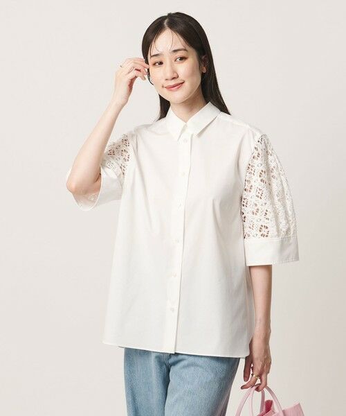 UNITED ARROWS / ユナイテッドアローズ シャツ・ブラウス | ラッセルレース コンビ シャツ ‐ウォッシャブル‐ | 詳細4