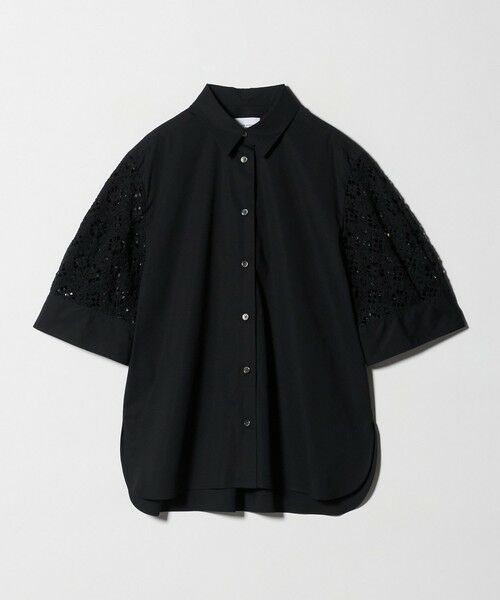 UNITED ARROWS / ユナイテッドアローズ シャツ・ブラウス | ラッセルレース コンビ シャツ ‐ウォッシャブル‐（BLACK）