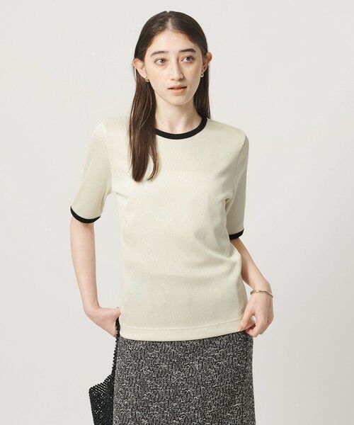 UNITED ARROWS / ユナイテッドアローズ カットソー | リブ バイカラーパイピング 五分袖 Tシャツ | 詳細1