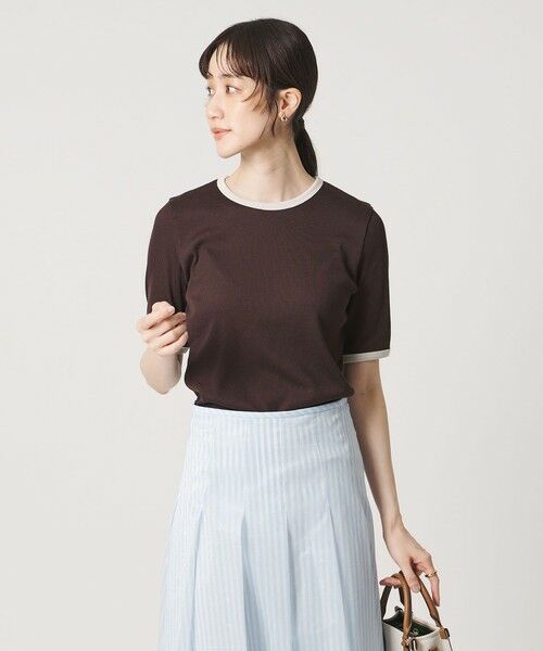 UNITED ARROWS / ユナイテッドアローズ カットソー | リブ バイカラーパイピング 五分袖 Tシャツ | 詳細13
