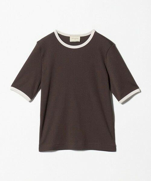 UNITED ARROWS / ユナイテッドアローズ カットソー | リブ バイカラーパイピング Tシャツ（DK.BROWN）