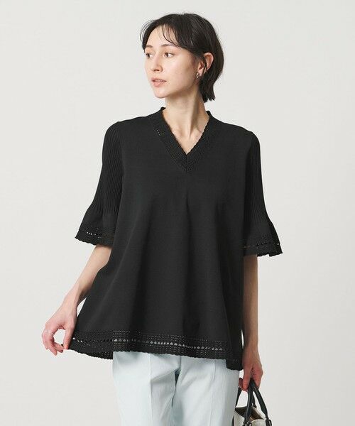 UNITED ARROWS / ユナイテッドアローズ ニット・セーター | Vネック ニットチュニック（BLACK）