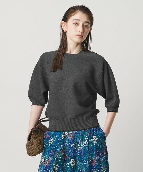 UNITED ARROWS / ユナイテッドアローズ ニット・セーター | ハマグリステッチ パフスリーブ ニット ‐ウォッシャブル‐（DK.GRAY）